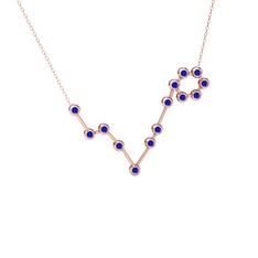 Pisces Kolye - Lab safir 14 ayar rose altın kolye (40 cm rose altın rolo zincir) #6gtvzb