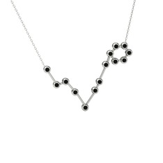 Pisces Kolye - Siyah zirkon 18 ayar beyaz altın kolye (40 cm beyaz altın rolo zincir) #lgidsd