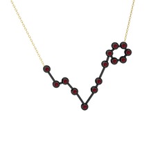 Pisces Kolye - Kök yakut 925 ayar siyah rodyum kaplama gümüş kolye (40 cm gümüş rolo zincir) #rkk3ae