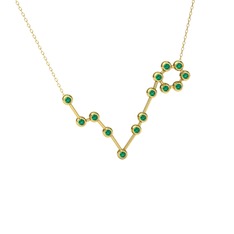 Pisces Kolye - Yeşil kuvars 8 ayar altın kolye (40 cm altın rolo zincir) #rllffz