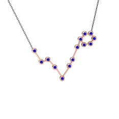 Lab safir 18 ayar rose altın kolye (40 cm gümüş rolo zincir)
