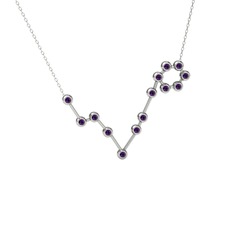 Pisces Kolye - Ametist 18 ayar beyaz altın kolye (40 cm beyaz altın rolo zincir) #ukpt3r