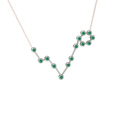 Pisces Kolye - Yeşil kuvars 14 ayar beyaz altın kolye (40 cm rose altın rolo zincir) #v1tdmk