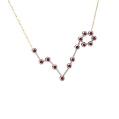 Garnet 18 ayar beyaz altın kolye (40 cm gümüş rolo zincir)