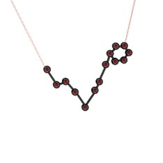Pisces Kolye - Garnet 925 ayar siyah rodyum kaplama gümüş kolye (40 cm rose altın rolo zincir) #xwqebp