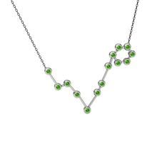 Peridot 14 ayar beyaz altın kolye (40 cm gümüş rolo zincir)