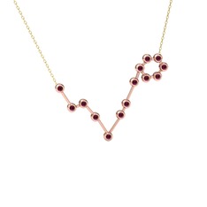 Pisces Kolye - Rodolit garnet 18 ayar rose altın kolye (40 cm gümüş rolo zincir) #zzkc3h