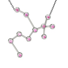Sagittarius Kolye - Pembe kuvars 925 ayar gümüş kolye (40 cm gümüş rolo zincir) #10b5gzj
