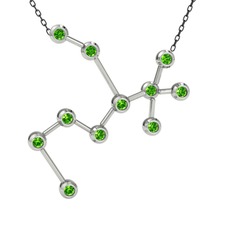 Sagittarius Kolye - Peridot 8 ayar beyaz altın kolye (40 cm gümüş rolo zincir) #11ar8k5