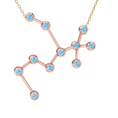 Sagittarius Kolye - Akuamarin 14 ayar rose altın kolye (40 cm altın rolo zincir) #11komey