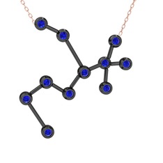 Sagittarius Kolye - Lab safir 925 ayar siyah rodyum kaplama gümüş kolye (40 cm rose altın rolo zincir) #121q8aj