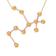 Sagittarius Kolye - Sitrin 14 ayar rose altın kolye (40 cm altın rolo zincir) #14gmgb