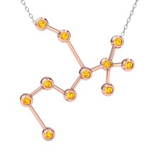 Sagittarius Kolye - Sitrin 14 ayar rose altın kolye (40 cm beyaz altın rolo zincir) #159ckl6