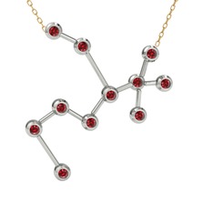 Garnet 14 ayar beyaz altın kolye (40 cm altın rolo zincir)