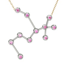 Sagittarius Kolye - Pembe kuvars 14 ayar beyaz altın kolye (40 cm altın rolo zincir) #16dbod7
