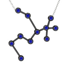 Sagittarius Kolye - Lab safir 925 ayar siyah rodyum kaplama gümüş kolye (40 cm beyaz altın rolo zincir) #18fktrk