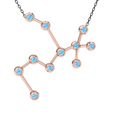 Akuamarin 18 ayar rose altın kolye (40 cm gümüş rolo zincir)