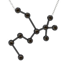 Sagittarius Kolye - Dumanlı kuvars 925 ayar siyah rodyum kaplama gümüş kolye (40 cm beyaz altın rolo zincir) #1abo2pw