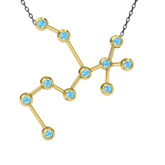 Sagittarius Kolye - Akuamarin 925 ayar altın kaplama gümüş kolye (40 cm gümüş rolo zincir) #1bl86pk
