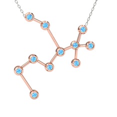 Sagittarius Kolye - Akuamarin 18 ayar rose altın kolye (40 cm gümüş rolo zincir) #1eojw2r