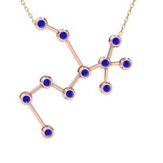 Sagittarius Kolye - Lab safir 8 ayar rose altın kolye (40 cm altın rolo zincir) #1gl84fb