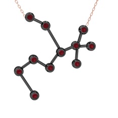 Sagittarius Kolye - Kök yakut 925 ayar siyah rodyum kaplama gümüş kolye (40 cm rose altın rolo zincir) #1l53iw7
