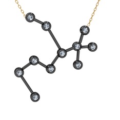 Sagittarius Kolye - Swarovski 925 ayar siyah rodyum kaplama gümüş kolye (40 cm altın rolo zincir) #1m2xp82