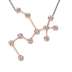 Beyaz zirkon 14 ayar rose altın kolye (40 cm gümüş rolo zincir)