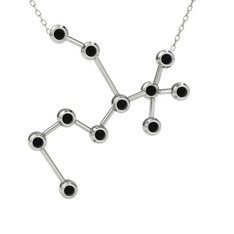 Sagittarius Kolye - Siyah zirkon 18 ayar beyaz altın kolye (40 cm beyaz altın rolo zincir) #1mzktad