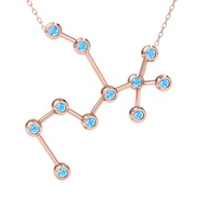 Sagittarius Kolye - Akuamarin 18 ayar rose altın kolye (40 cm gümüş rolo zincir) #1nhwog6