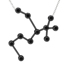 Sagittarius Kolye - Siyah zirkon 925 ayar siyah rodyum kaplama gümüş kolye (40 cm beyaz altın rolo zincir) #1opjfyp