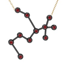Garnet 925 ayar siyah rodyum kaplama gümüş kolye (40 cm altın rolo zincir)
