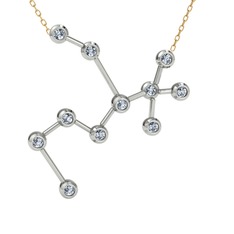 Swarovski 18 ayar beyaz altın kolye (40 cm gümüş rolo zincir)