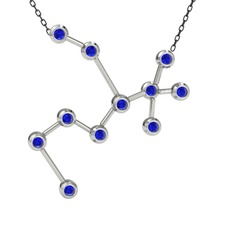 Lab safir 925 ayar gümüş kolye (40 cm gümüş rolo zincir)