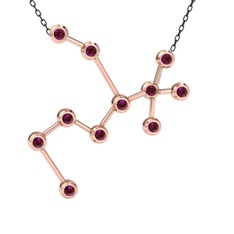 Sagittarius Kolye - Rodolit garnet 18 ayar rose altın kolye (40 cm gümüş rolo zincir) #1xls5yz