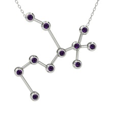 Sagittarius Kolye - Ametist 14 ayar beyaz altın kolye (40 cm beyaz altın rolo zincir) #28wt6p