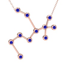 Lab safir 14 ayar rose altın kolye (40 cm rose altın rolo zincir)
