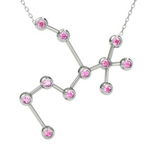 Sagittarius Kolye - Pembe kuvars 14 ayar beyaz altın kolye (40 cm beyaz altın rolo zincir) #49u7wz