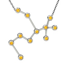 Sagittarius Kolye - Sitrin 8 ayar beyaz altın kolye (40 cm gümüş rolo zincir) #5lf81n