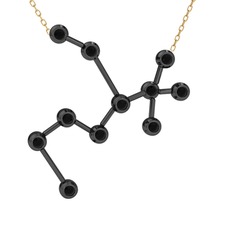 Sagittarius Kolye - Siyah zirkon 925 ayar siyah rodyum kaplama gümüş kolye (40 cm gümüş rolo zincir) #9pr6xa