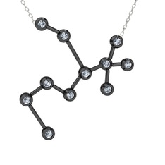 Sagittarius Kolye - Pırlanta 925 ayar siyah rodyum kaplama gümüş kolye (0.396 karat, 40 cm beyaz altın rolo zincir) #9ym93g