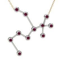 Sagittarius Kolye - Rodolit garnet 8 ayar beyaz altın kolye (40 cm altın rolo zincir) #d4ggwr