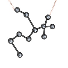 Sagittarius Kolye - Beyaz zirkon 925 ayar siyah rodyum kaplama gümüş kolye (40 cm rose altın rolo zincir) #ddsfi9