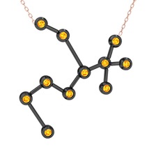 Sagittarius Kolye - Sitrin 925 ayar siyah rodyum kaplama gümüş kolye (40 cm rose altın rolo zincir) #dqk65z