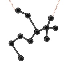 Sagittarius Kolye - Siyah zirkon 925 ayar siyah rodyum kaplama gümüş kolye (40 cm gümüş rolo zincir) #en1by5