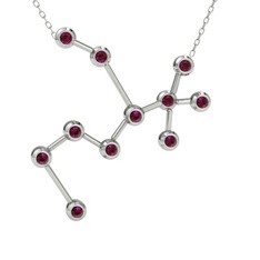 Sagittarius Kolye - Rodolit garnet 18 ayar beyaz altın kolye (40 cm beyaz altın rolo zincir) #h0zc3v