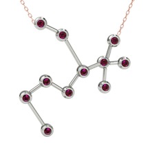 Rodolit garnet 925 ayar gümüş kolye (40 cm rose altın rolo zincir)