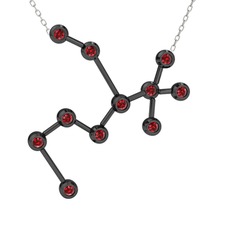 Sagittarius Kolye - Garnet 925 ayar siyah rodyum kaplama gümüş kolye (40 cm beyaz altın rolo zincir) #jl02ep