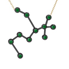 Sagittarius Kolye - Kök zümrüt 925 ayar siyah rodyum kaplama gümüş kolye (40 cm gümüş rolo zincir) #lfw45o