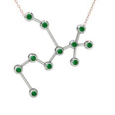 Sagittarius Kolye - Kök zümrüt 14 ayar beyaz altın kolye (40 cm rose altın rolo zincir) #pdw9oe